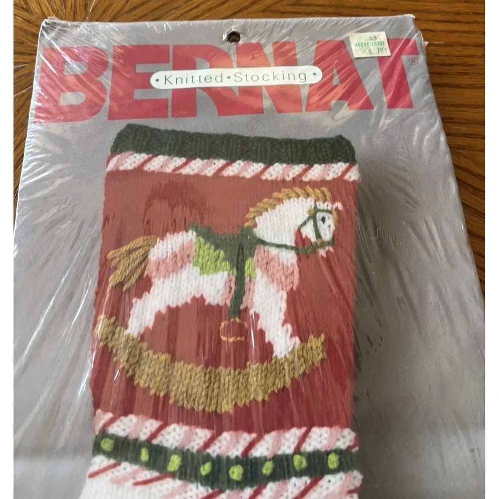 Bernat Christmas Stocking Kit Knit Knitted 1980s Rocking Horse NEW Vintage